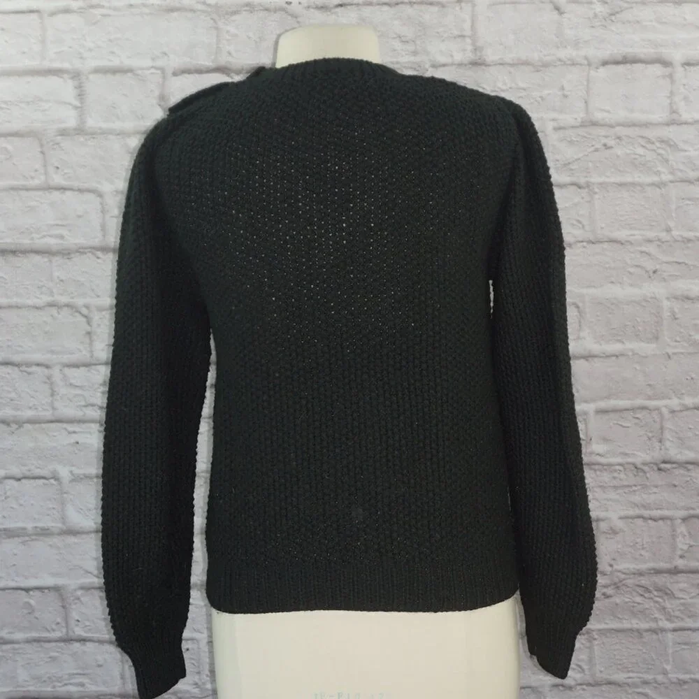 Vintage 80s Wool Floral Intarsia Hand Knit Sweater - Picture 3 of 6